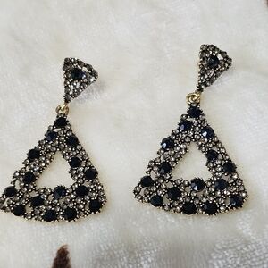 Black Rhinestone Triangle Earrings - NWT